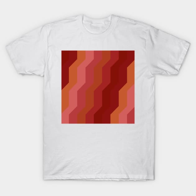 Red Zigzag Pattern T-Shirt by Dturner29